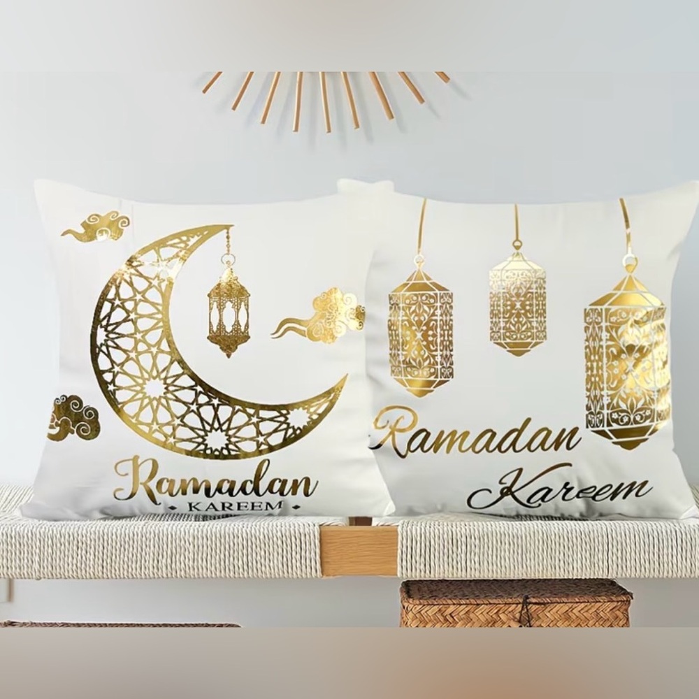 New Gold and White Ramadan Kareem Pillow Covers set